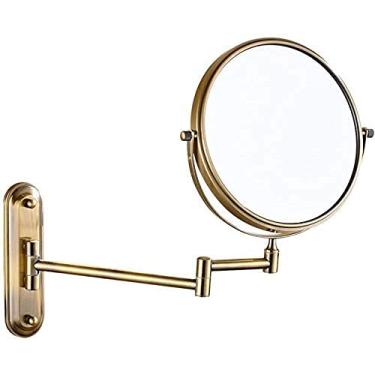 Imagem de Espelho de banheiro de parede extensível espelho cosmético dobrável espelho bidirecional, prata-20.3 cm (10X) (cor: ouro, tamanho: 8) (ouro 6)