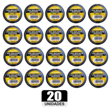 Imagem de Kit 20 Rolos Pç Fita Isolante 10 Metros Preta