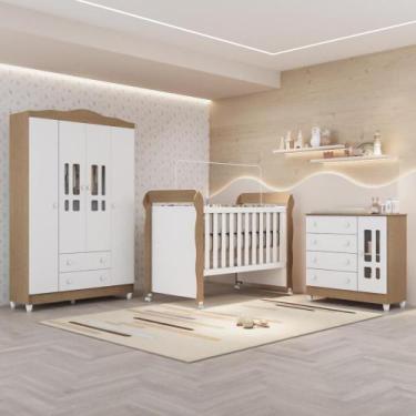 Imagem de Quarto Bebê Completo Berço Americano Marquesa Mini Cama Mirelle Guarda