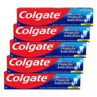 Imagem de Kit com 5 Cremes Dentais Colgate Máxima Proteção Anticáries 90g