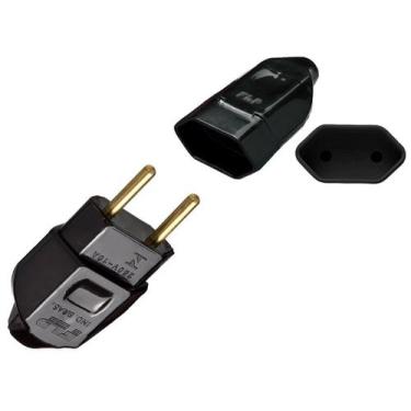 Imagem de Kit Plugue Pino Macho Maciço 2p 10A + Tomada Fêmea 2p 10A Preto - FLP,