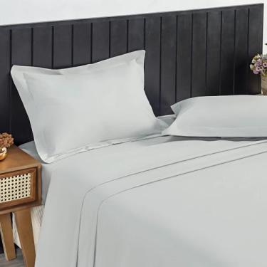 Imagem de Jogo de Cama Casal Percal 200 Fios 100% Algodão 4 Peças Siena Cinza - 