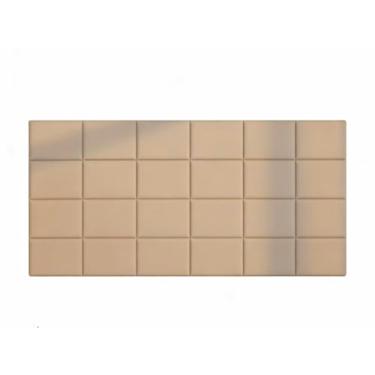 Imagem de Cabeceira de Cama Box Adesiva Estofada 40x30 cm Modular em Suede para Quarto Casal Queen King(BEGE,10 PLACAS - CAMA CASAL KING)