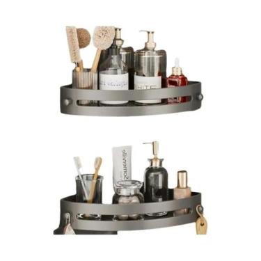 Imagem de Prateleira De Canto De Parede Sem Furos (2 Peças) Em ABS Durável Para 