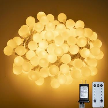 Imagem de Ogrmar 15 m 100 luzes de LED globo de corda 8 modos de luzes de corda de fadas com controle remoto, função de temporizador e conectável para decoração de jardim de árvore de Natal e aniversário de
