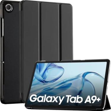 Imagem de Capa flip para tablet para Samsung Galaxy Tab A9+/A9 Plus 11 polegadas 2023 – à prova de choque, suspensão/despertar automático, capa com bandeja para canetas, capa tripla fina com suporte, preta