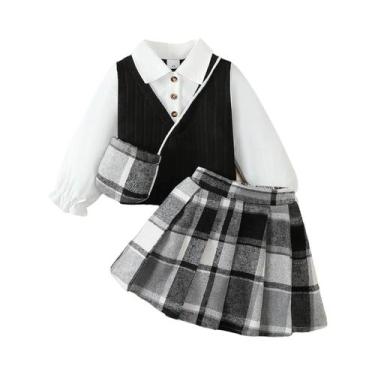 Imagem de Conjunto De Estilo Universitário Para Meninas De 4 a 7 Anos, 3 Peças, 