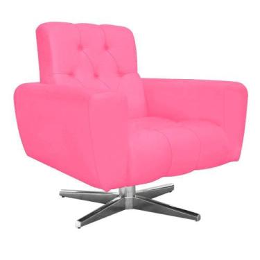 Imagem de Poltrona Decorativa Pietra Suede Rosa Barbie com Base Estrela Giratóri