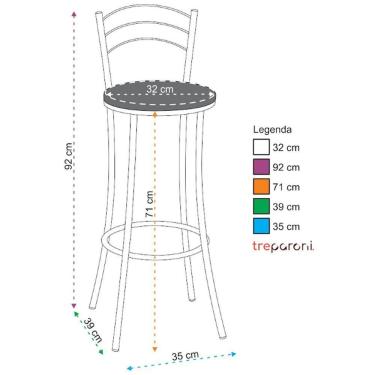 Imagem de Banqueta Alta Cromada Bc26/a A101 Treparoni Branco
