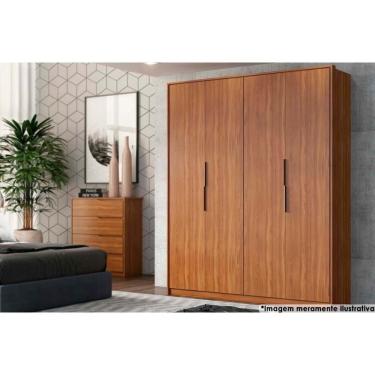 Imagem de Guarda Roupa Casal Attore Nogueira Touch 4 Portas de Abrir 3 Gavetas MDP Cabideira Metálico Pintura Fosca Demóbile