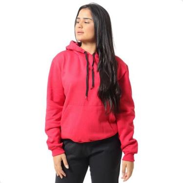 Imagem de Blusa Moletom Feminino Canguru Bolso e Capuz Confortável  - Techmalhas