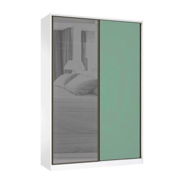 Imagem de Guarda Roupa 2 Portas De Correr 3 Gavetas 159cm Com Vidro Reflecta Prata Prime Luciane Móveis