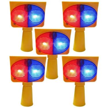 Imagem de Sinalizador Viario Solar Kit 5 Duas Cores Cone Aviso Estrada Transito 