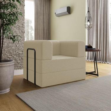 Imagem de Poltrona Decorativa Diamante Modular Sala Linho Para Sala Cor:Linho Ci