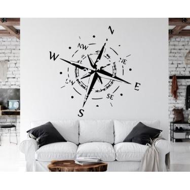 Imagem de Adesivo de parede  bussola - Ambiente dekorado, 60cm, preto