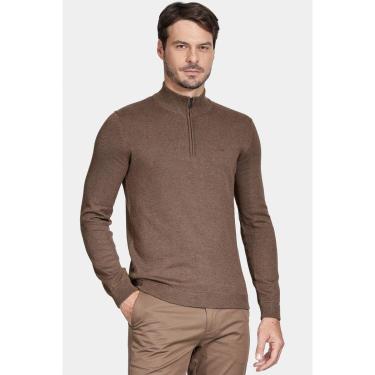 Imagem de Tricot Aramis Manga Longa Meio Zíper Logo Surton Castor-Masculino