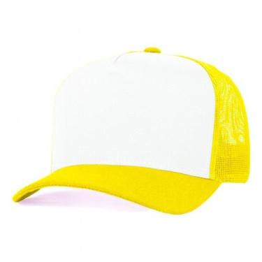 Imagem de Kit 2 Bonés Trucker Redinha Tela Aba Curva Cor:Amarelo Frente BrancaTa