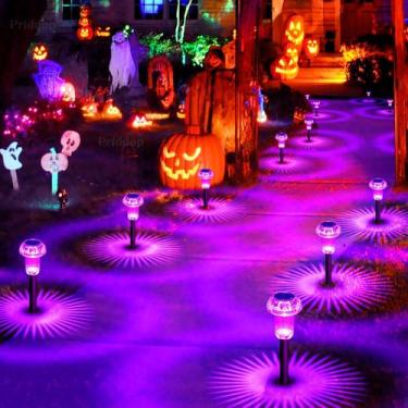 Imagem de Solar Lights Priddop Halloween, pacote com 8, LED roxo, impermeável