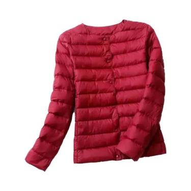 Imagem de Casaco Feminino Leve De Plumas Com Gola O Ou Gola V, Jaqueta Puffer Ac