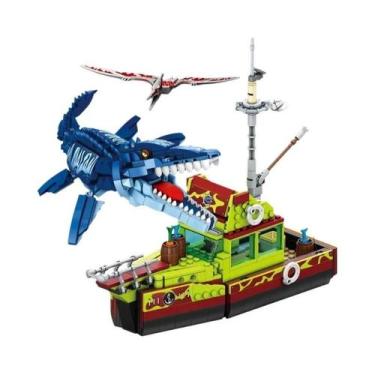 Imagem de Conjunto De Blocos De Montar Dinossauro Jurássico: Barco Oceânico Mosa