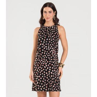 Imagem de Vestido Curto Feminino Estampado Dianna Preto, P, Preto