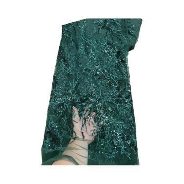 Imagem de Tecido De Renda Tule Francês Rosa Com Lantejoulas 5 Jardas De Alta Qua