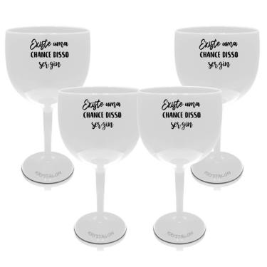 Imagem de Kit 4 Taças Gin Brancas Acrílico Personalizadas