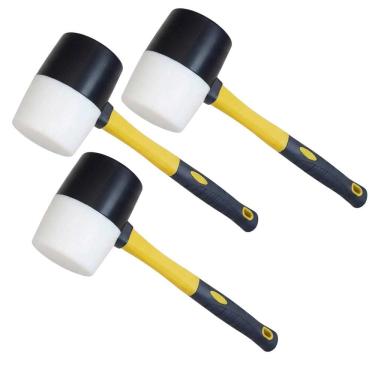 Imagem de Martelo Ergonomico Borracha Kit 3 Uni Assentar Piso Obra Reparos Marreta Piso Ceramica Reparo Manutençao