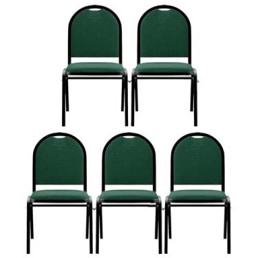 Imagem de Kit 5 Cadeiras Hoteleiras Auditório Empilhável Linho Z33 Verde - Mpoze