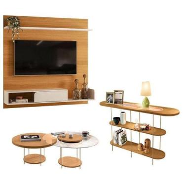 Imagem de Painel Para Tv Suspenso Evo Com Kit Mesa De Centro Sky E Aparador Infi