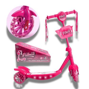 Imagem de Patinete Infantil Luz e Música de 3 Rodas Azul e Rosa Brinquedo - Kidd