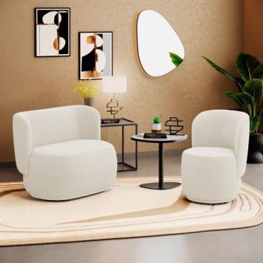 Imagem de Poltrona e Namoradeira Orgânica Molly Bouclê Bege - Abmaza