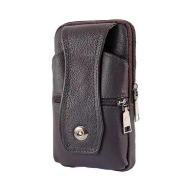 Imagem de Bolsa De Cintura Masculina Vintage Em Couro Com Clipe Para Cinto, Esto