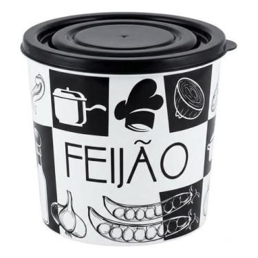 Imagem de Pote Plástico Tampa Hermética Decorado Cozinha 2 L - UZY, Feijão