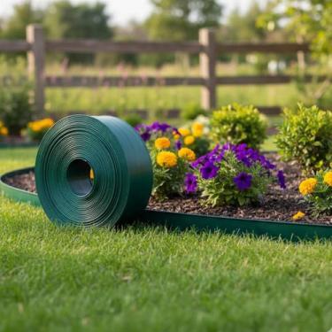 Imagem de Limitador de Grama Plástico Flexível Verde 25m Paisagismo Contenção De