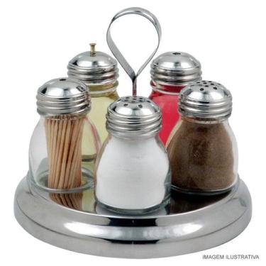 Imagem de Galheteiro 5 Peças em Aço Inox Globo