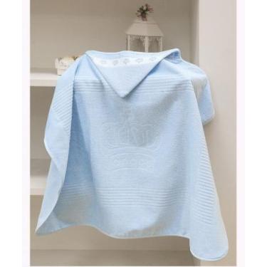 Imagem de Toalha de Banho com capuz p/ Bordar Baby Classic Azul Dohler