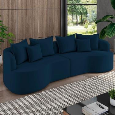 Imagem de Sofá 4 Lugares 270cm Orgânico Quito K04 Veludo Azul Marinho - Mpozenato
