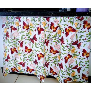 Imagem de Cortina para Pia Cozinha Oxford Estampada 140x80cm Lavável e Não Preci