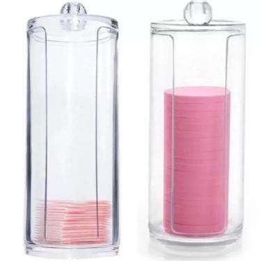 Imagem de 2 Porta Algodão Discos Organizador Acrílico Com Tampa - Moment