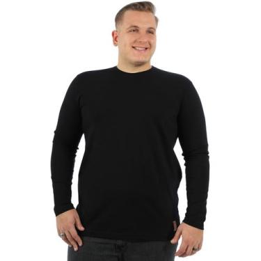 Imagem de Blusa Plus Size Masculina Lisa Elastano Manga Longa Preta - ANISTIA MO