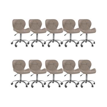 Imagem de Kit 10 Cadeiras Office Eiffel Slim Ajustável Oficial Bege