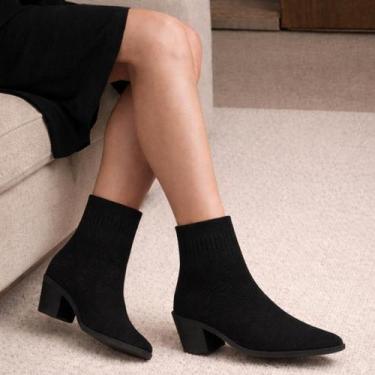 Imagem de Bota Feminina Texana Knint Western Bico Fino Cano Curto Salto Grosso B