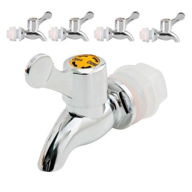 Imagem de Kit 5 Torneiras Para Suqueira Dispenser Plástico Prata Luxo Filtro Com