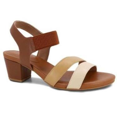 Imagem de Sandália Feminina Salto Bloco Tricolor Canela Usaflex Y8209-Feminino