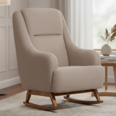 Imagem de Poltrona de Amamentação Com Balanço Base Nina Fábula D02 Bouclê Marrom Claro B-122 - Ly...