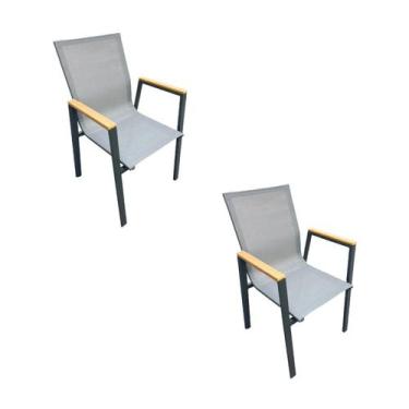 Imagem de Kit com 2 Cadeiras em Aluminio e Assento em Tela para Area Externa Ang