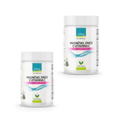 Imagem de Kit 2x Magnésio, Zinco e Vitamina C, 670mg 2x90 cápsulas - Vital Natus