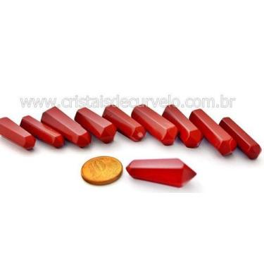 Imagem de 10 Pedras de Jaspe Vermelho Bi Terminado Extra Lapidado - Tamanho 2,5 