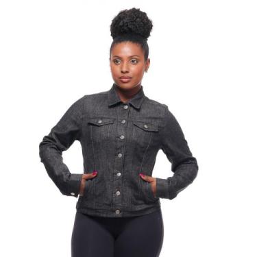 Imagem de Jaqueta Jeans Feminina Básica Jaquetinha Casual Moda Jeans - Black Jea